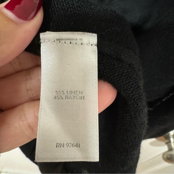 J.Jill Womens Solid Black Open Front Linen Blend Cardigan Sweater Size Large - Picture 4 of 10